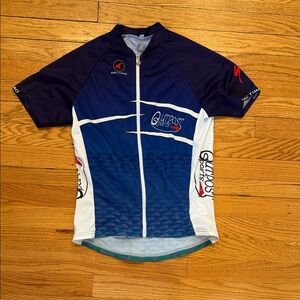 Outpost Sports Women's Short Sleeve Cycling Jersey - Blue and White